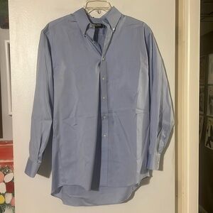 Kirkland Signature mens blue long sleeve button down collar shirt